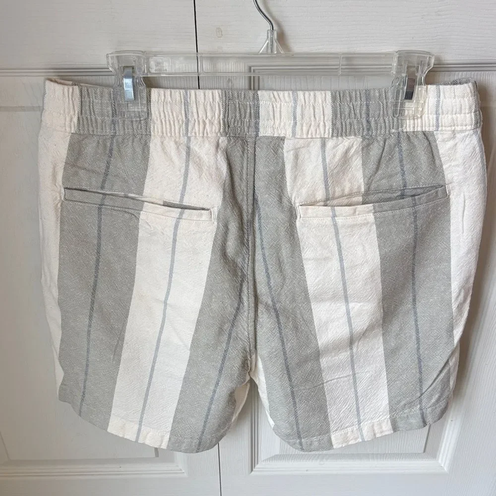 Abercrombie Men lightweight Striped Cream linen cotton blend drawstring Shorts M